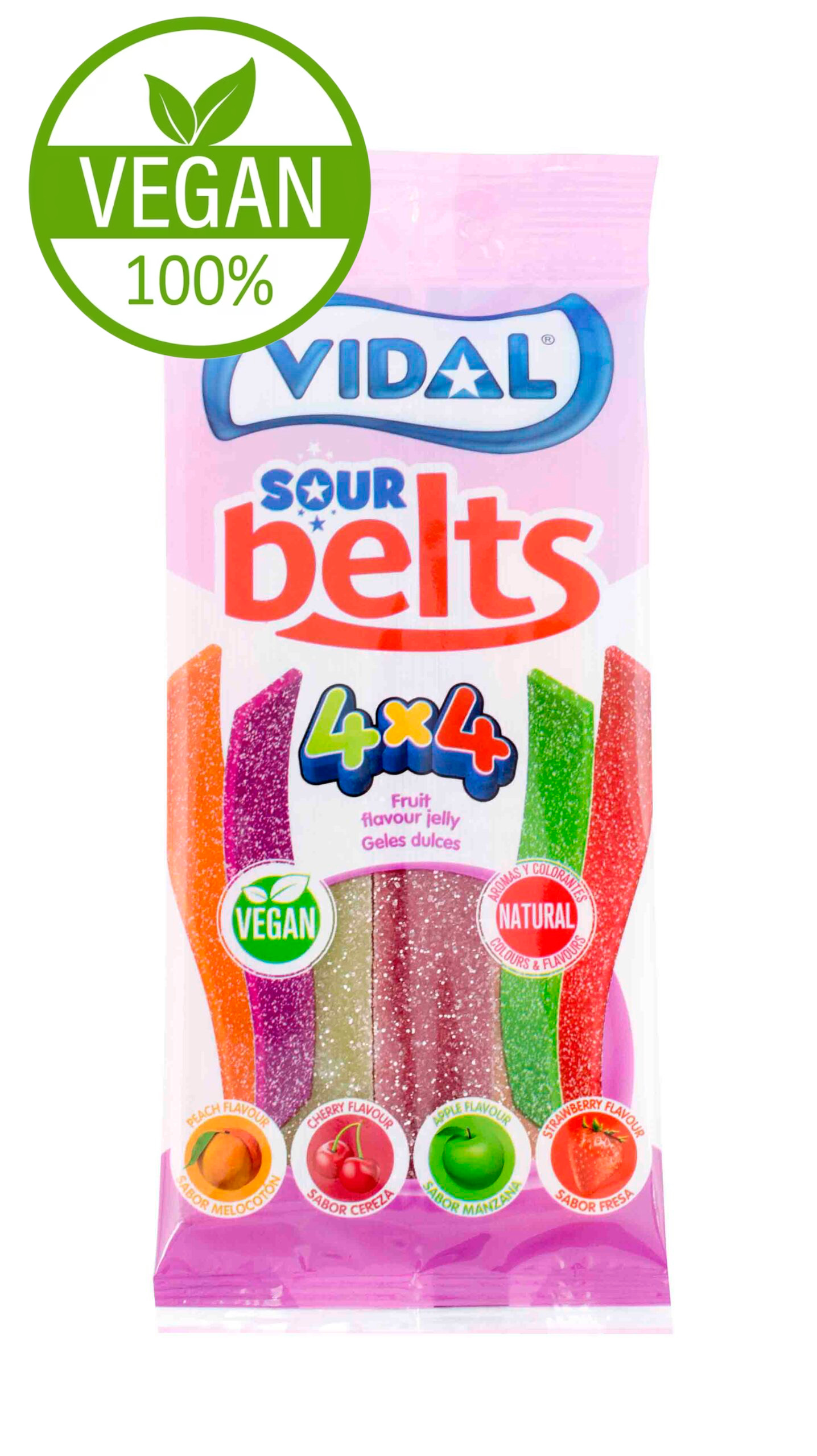 SOUR BELTS 4x4 Veganas VIDAL bolsa x100g