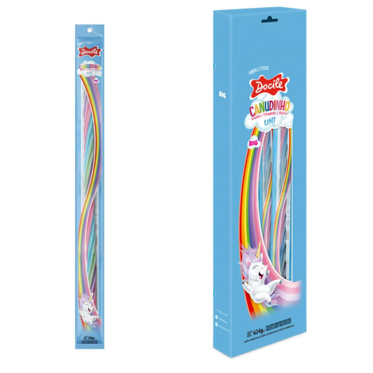 Goma Docile BIG Unicornio CANUDINHO x 26g (se vende caja x 24 und)